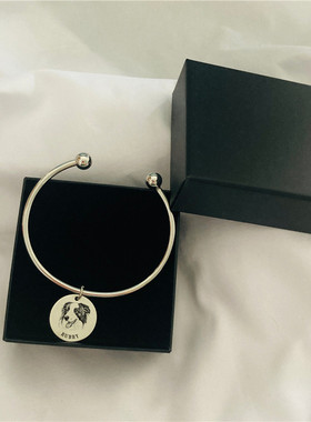 宠物照片猫狗纪念品雕刻相片来图定制刻字时尚饰品不锈钢手镯百搭