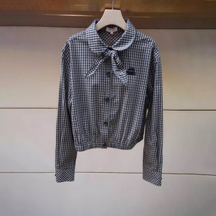 甜美蝴蝶结减龄格子衬衫 新款 2026春季 上衣女XSJ1C02C 专柜正品