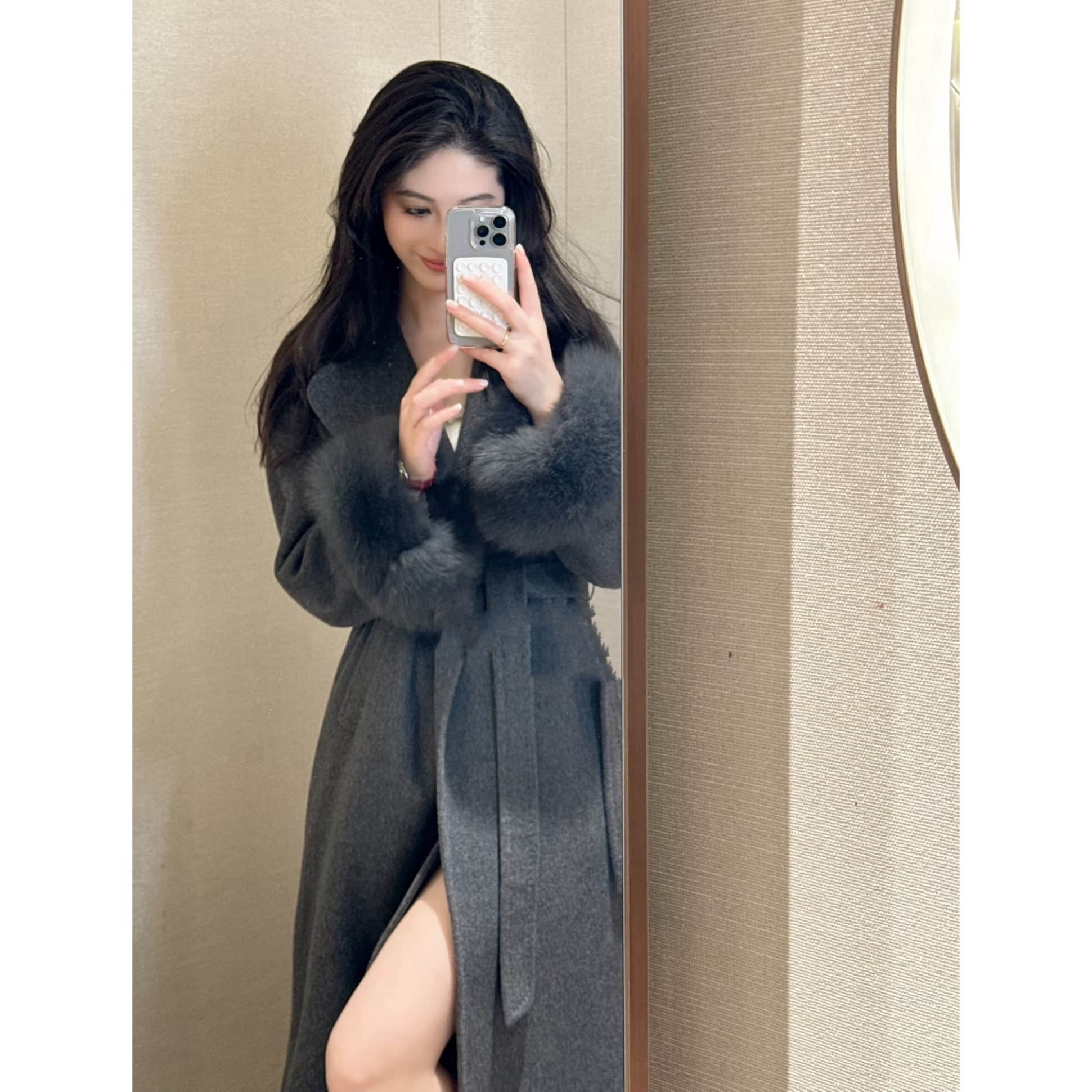 JR专柜正品2025冬季新款气质双面羊绒毛呢大衣长款外套女Q861101A