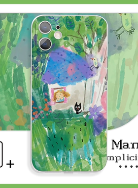 抽象艺术树林里的小女孩简约梦幻手机壳XR适用于苹果13P小米12vivoy78+荣耀60红米k60iQOO15华为p50一加10pro