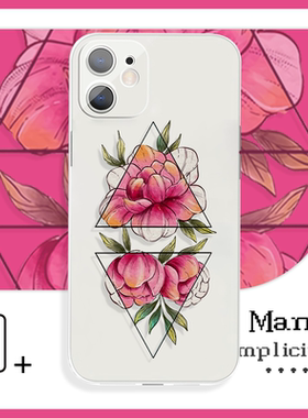 趣味上下红色花朵文艺儒雅创意个性手机壳XS适用于苹果11P小米9vivoy21+荣耀40红米k50iQOO15华为p50一加8pro