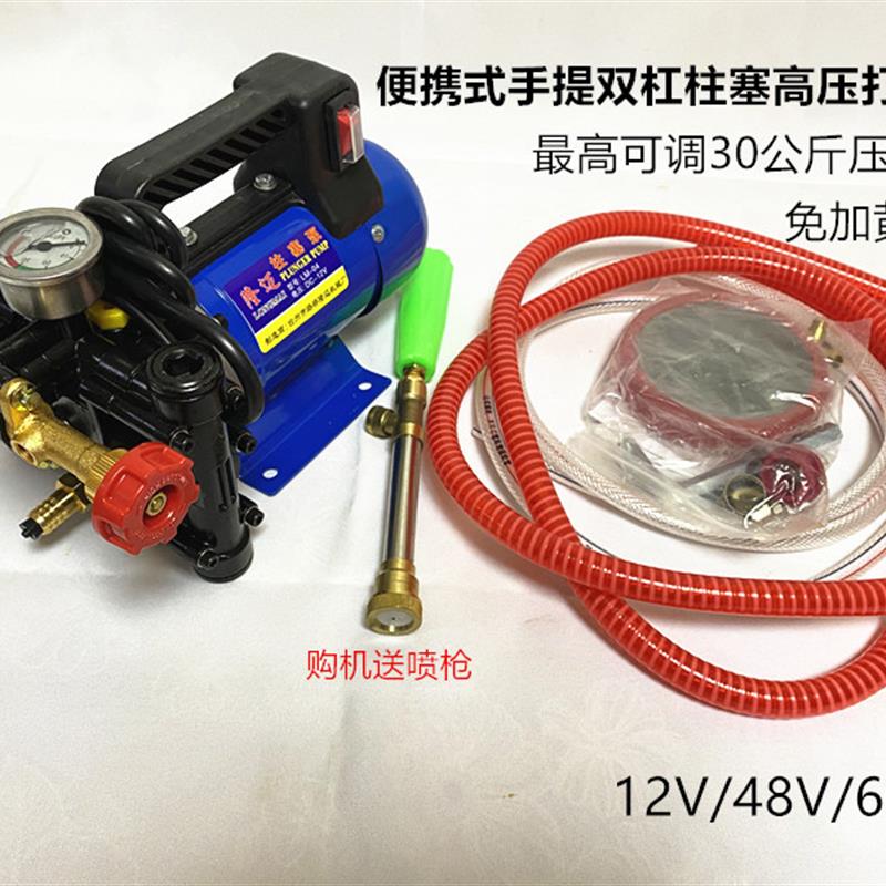 农用高压电动柱塞泵 12V至220伏双缸水泵 长距离喷雾打药机