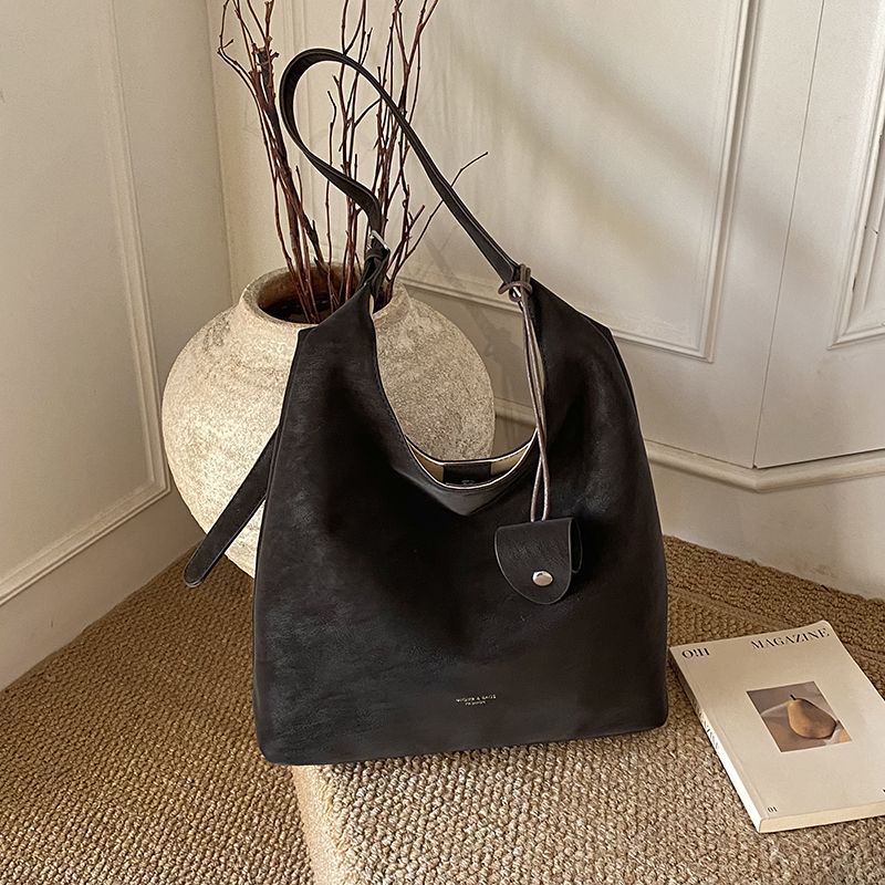 复古慵懒风包包秋冬新款大容量绒面单肩休闲包小众韩系托特通勤包