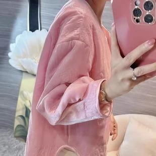 外贸商场撤柜女装 丝绒棉服轻薄棉衣燕尾开叉夹棉外套粉色小棉袄