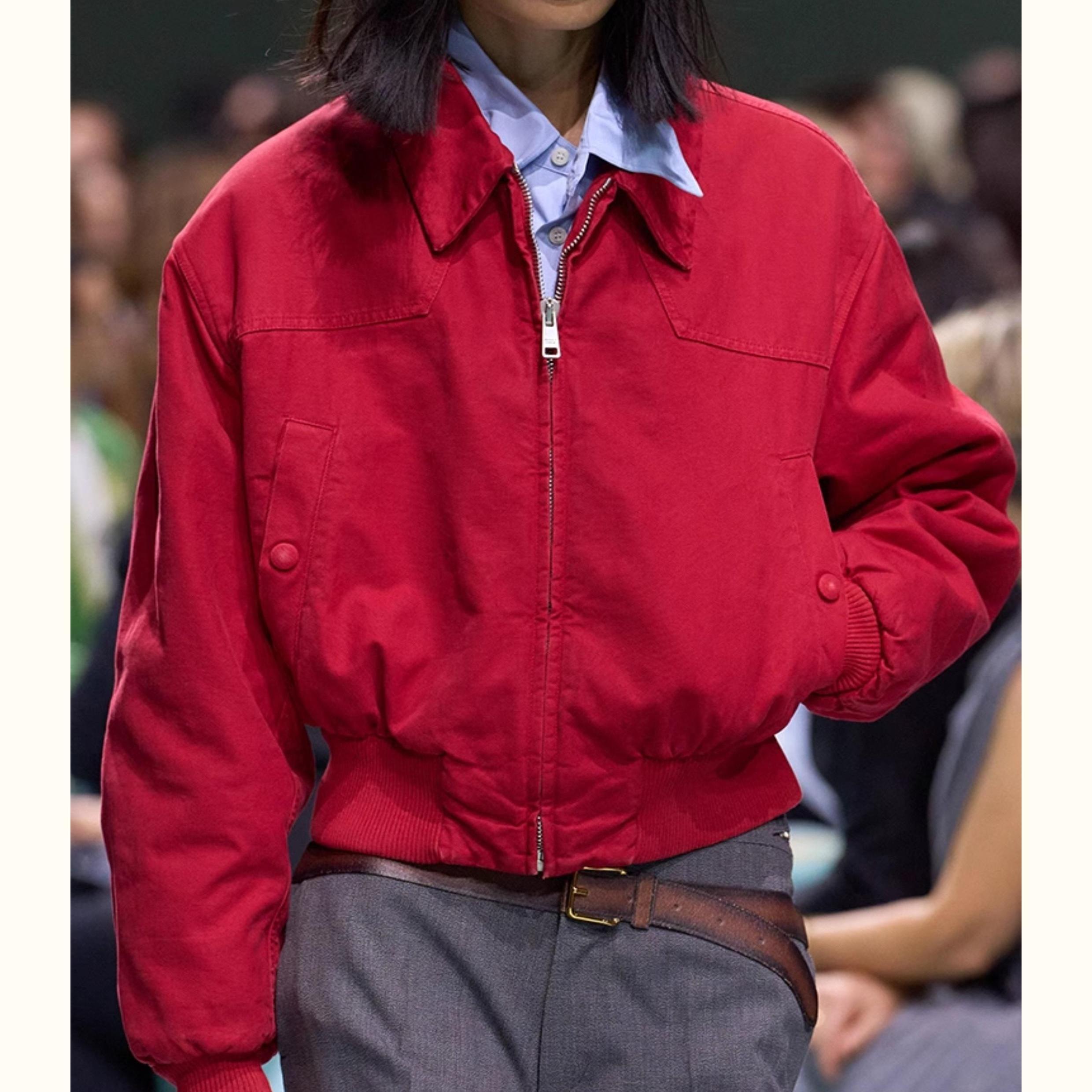 专柜撤回超好看高级感洋气时尚炸街红色工装夹克短外套女2025新款