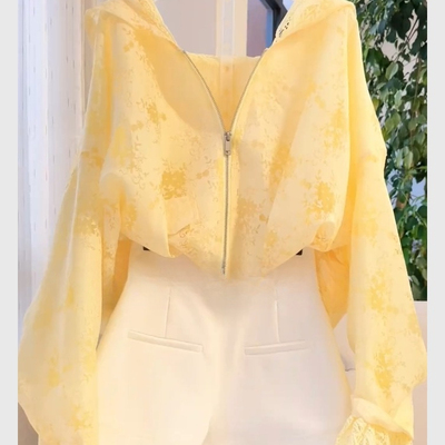 专柜撤回2025新款女装休闲慵懒风独特夏日多巴胺穿搭黄色防晒外套