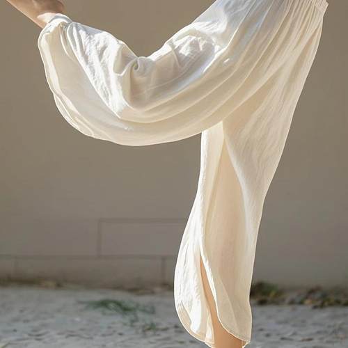 专柜撤回女禅意白色宽松显瘦灯笼裤春季外穿薄款运动健身长裤百搭