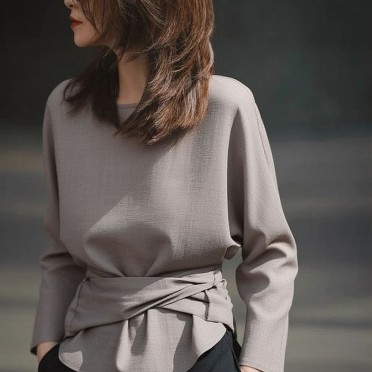 外贸撤回老钱风掐腰上衣女2025秋新款高级感轻奢减龄洋气通勤衬衣