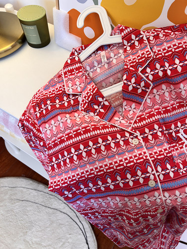 ANYW出口欧美春季小众棉质女士家居服宽松翻领长袖长裤睡衣大码