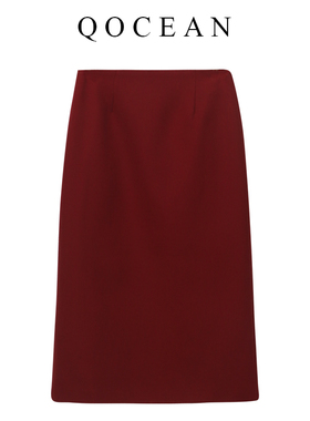 红色西装半身裙2022秋季新款中长款通勤OL职业一步裙加厚包臀裙子