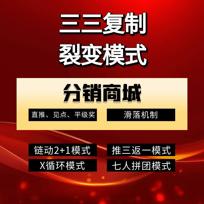 三三复制裂变分销商城模式系统小程序链动2加1推三返一分红拼团
