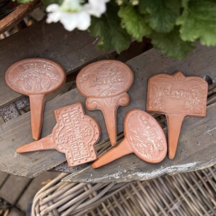 红陶花插五件套可当标识牌花园植物百搭拍照小装 饰ins风格