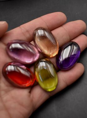 18X25mm15X20mm平底椭圆形大戒面宝石裸石石榴红粉红蛋面素面光面