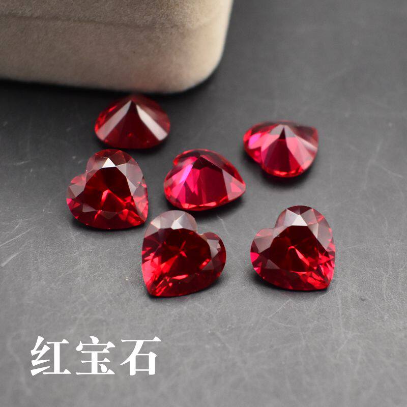 心形鸽血红宝石结婚纪念diy戒指裸石戒面戒指吊坠耳钉配石红刚玉