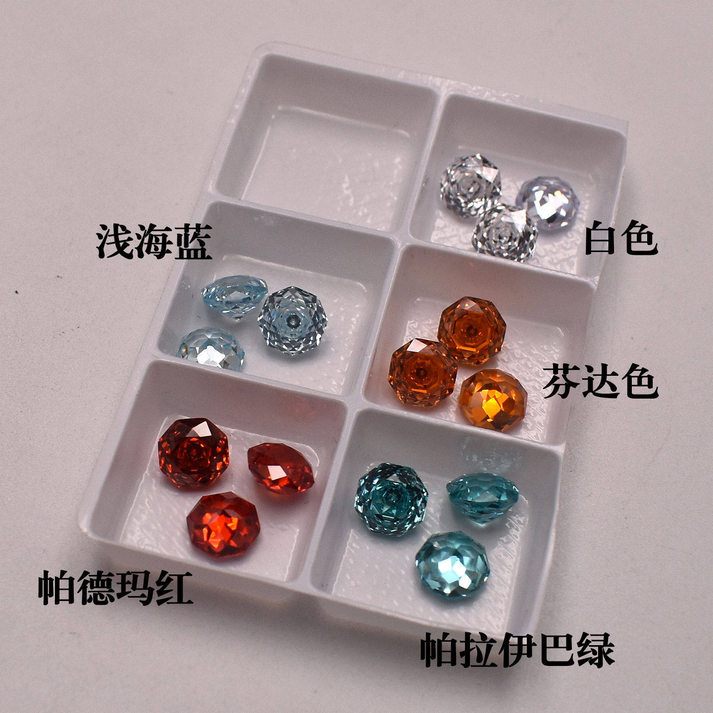 爆款浅海蓝千禧玫瑰切八边形合成氧化锆石裸石玫瑰切尖底刻面宝石