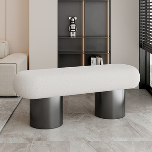 羊羔绒换鞋凳家用几何长条凳客厅沙发凳简约轻奢床尾凳卧室床边凳