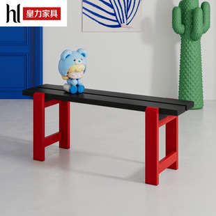 彩色长凳多巴胺长条凳餐椅板凳玄关换鞋 孟菲斯家用北欧双拼 凳时尚