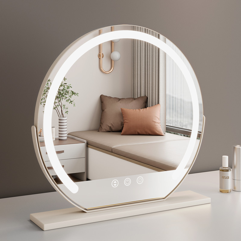 桌面台式镜子化妆镜带灯声控led智能梳妆台梳妆镜网红家用可旋转