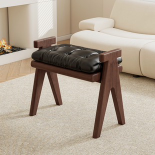 换鞋凳实木门口家用穿鞋凳轻奢高级感玄关软包坐垫藤编入户休息凳