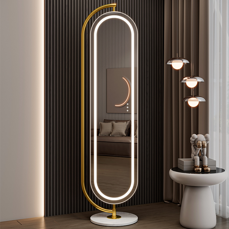 led三色补光带灯全身镜 360°旋转穿衣镜