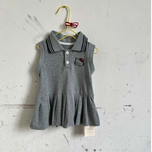 2026夏季新品 儿童套装女童背心Polo衫卡通刺绣连衣裙
