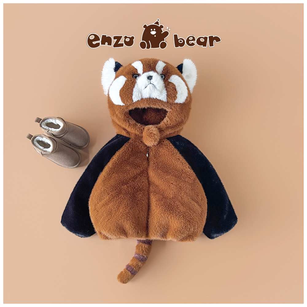 Enzo Bear 点点 儿童高定款连帽加绒加厚小浣熊毛毛外套 EZD2440