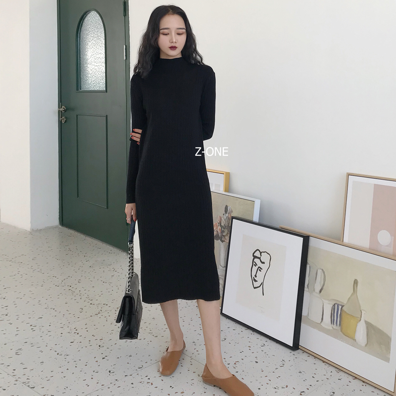 NA ANº«¹úulzzang2018¶¬×°Ð¿îÑóÆøÐÞÉíÏÔÊݸßÁìÕë֯ȹ°Ù´îÁ¬ÒÂȹ