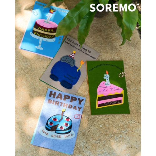 SOREMO 手工毛毡贺卡生日节日贺卡代写