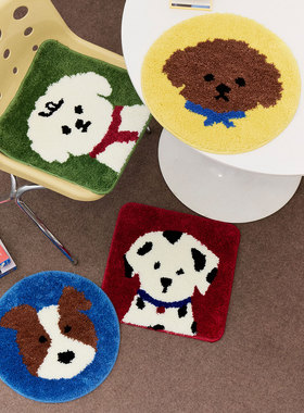 SOREMO 原创小狗坐垫可爱簇绒椅垫中古ins装饰防滑办公室沙发汽车