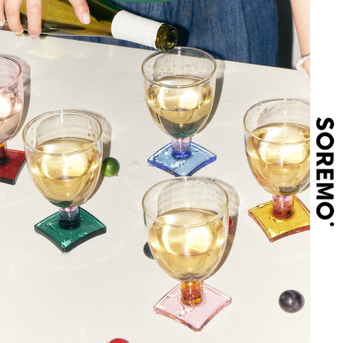SOREMO 原创方糖杯酒杯彩色玻璃杯生日礼物送礼设计感水杯饮料杯