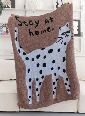 SOREMO 原创斑点猫毯中古风豹猫休闲毯可爱送礼物办公室沙发毯ins