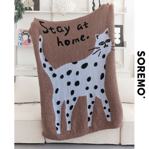 SOREMO 原创斑点猫毯中古风豹猫休闲毯可爱送礼物办公室沙发毯ins