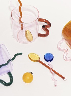 SOREMO 专利设计糖果玻璃勺子环保彩色搅拌勺可爱咖啡勺ins甜品勺