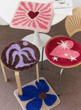 SOREMO 原创插画坐垫中古可爱防滑簇绒椅垫四季办公室屁股垫防凉