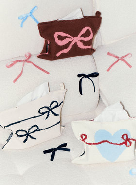 SOREMO 原创蝴蝶结纸巾盒针织纸巾包韩式芭蕾风可爱客厅桌面装饰