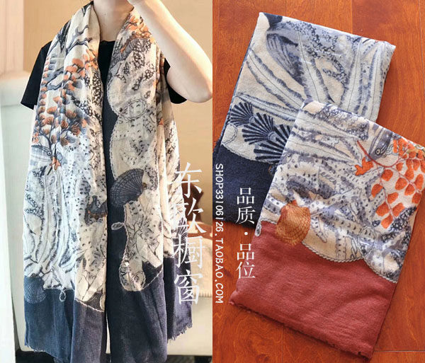 羊毛大规格印花长围巾秋冬新品