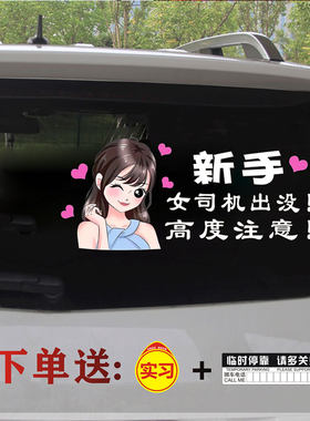 后面的小姐姐文字实习汽车贴纸