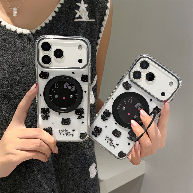 暗黑凯蒂猫磁吸支架适用iPhone17苹果16ProMax/15/14手机壳高级感