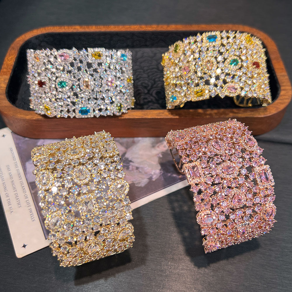 珠宝满锆手镯意大利闪亮高级感 复古时尚高端气质大气彩宝手镯