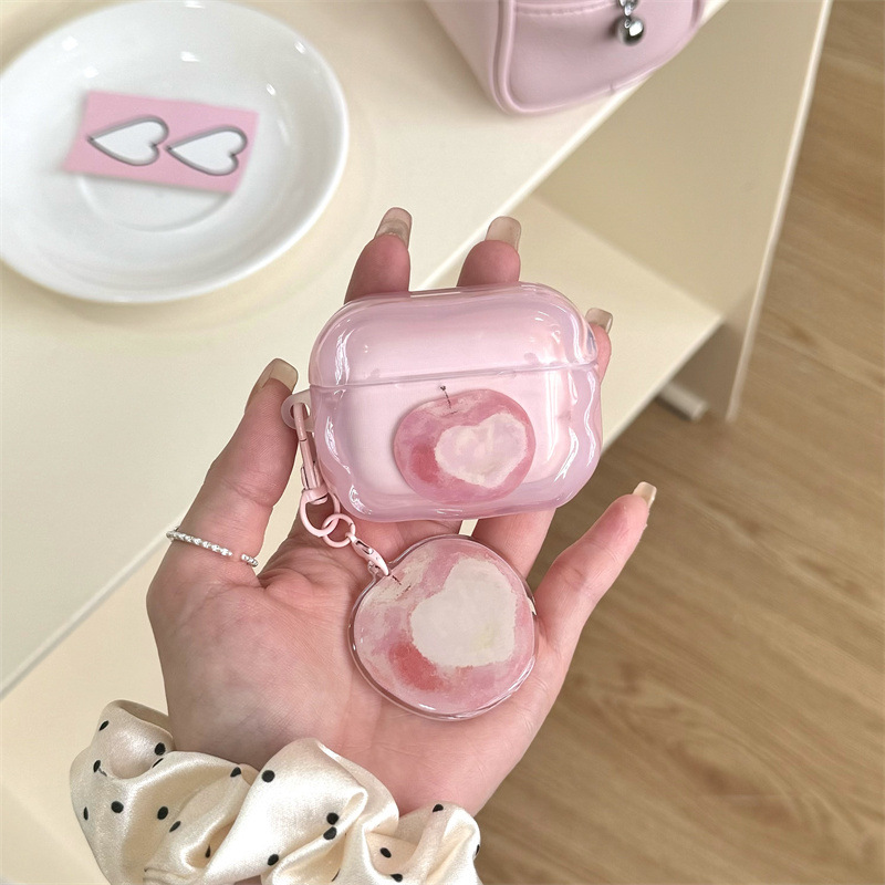 文艺油画粉色爱心苹果适用Airpods4/3耳机保护壳套2pro二三代少女