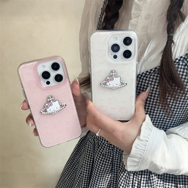 满屏可爱蝴蝶结立体星球KT适用iPhone16苹果15ProMax/14/13手机壳