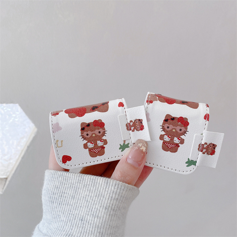 皮质泳衣黑皮Kitty插画适用Airpods4/pro3耳机保护壳套二三代少女