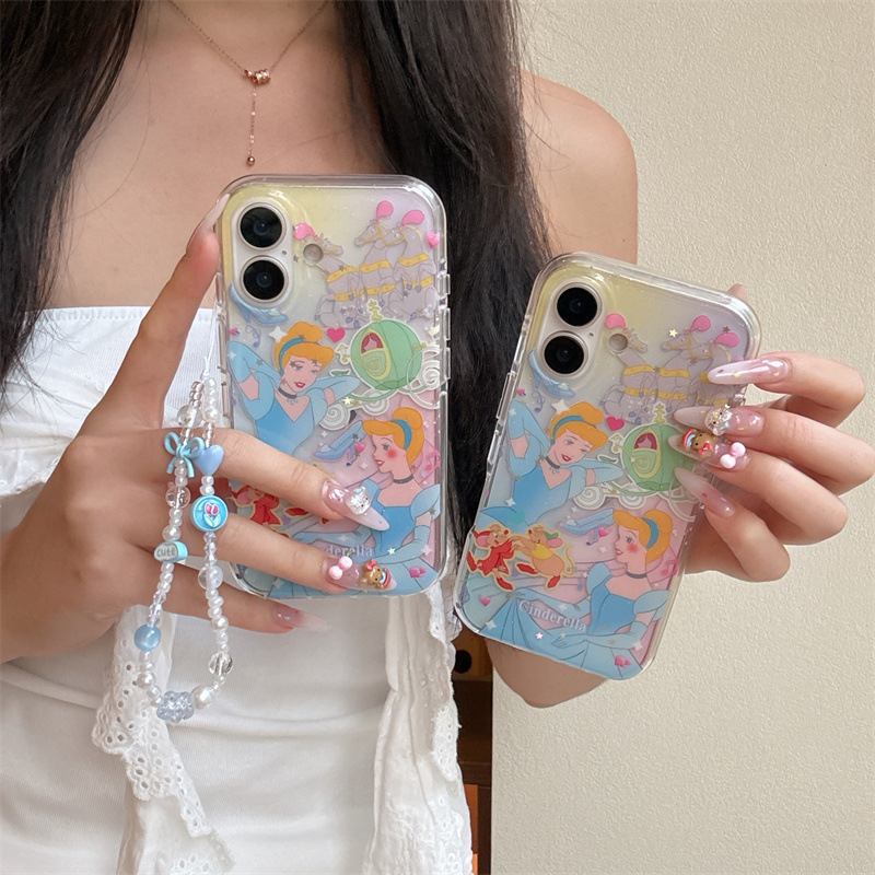 闪片渐变辛德瑞拉公主适用iPhone16苹果15ProMax/14/13手机壳新款
