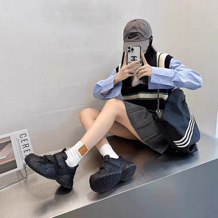 专柜正品2025运动鞋女春夏季新款女老爹鞋厚底时尚双魔术贴休闲鞋