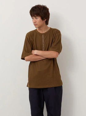 【代购】NONNATIVE 25aw Dweller ss henrey neck亨利领华夫格T恤