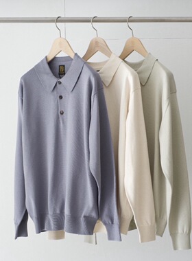 【代购】BATONER 26ss Seaisland cotton polo 海岛棉长袖Polo衫