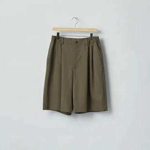 【代购】SSSTEIN 26ss Wide easy shorts 羊毛华达尼打褶西裤短裤