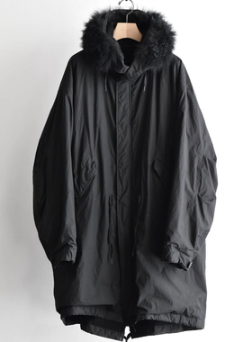 【代购】COMOLI 25aw Cotton nylon hooded coat棉尼混纺毛领大衣