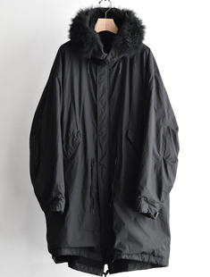 【代购】COMOLI 25aw Cotton nylon hooded coat棉尼混纺毛领大衣
