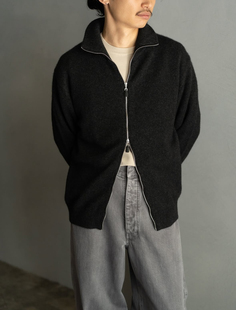 【代购】BATONER 25aw Essential线 Driversknit纯羊绒拉链针织衫